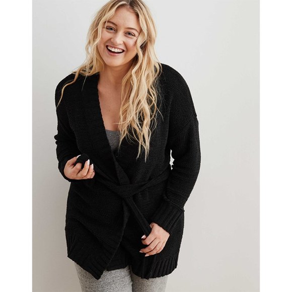 Nwt Aerie Chenille Belted Cardigan Open 